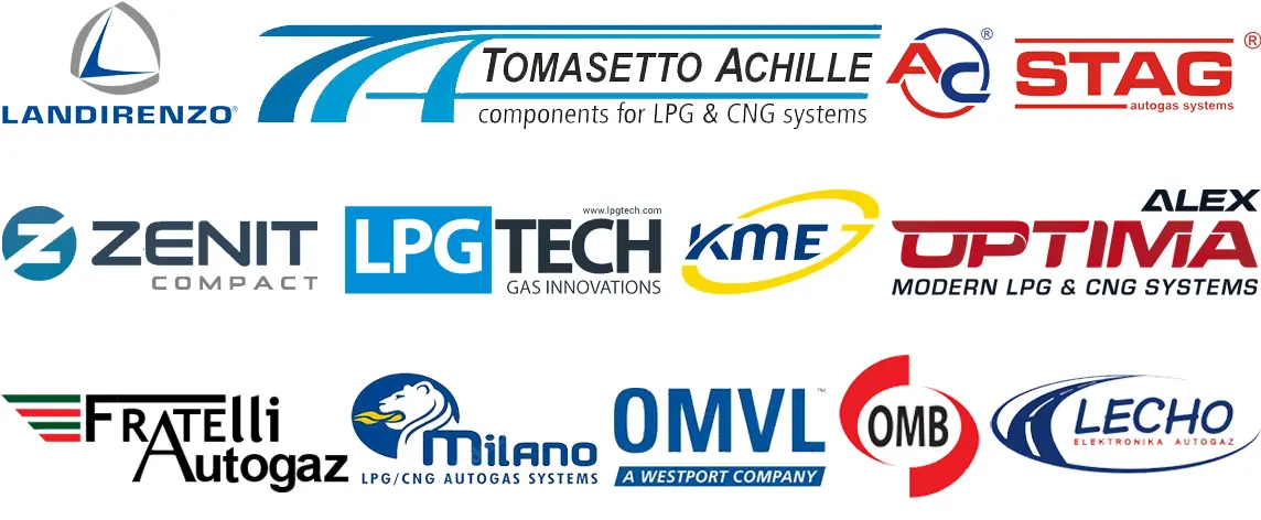 Landi Renzo, Tomasetto, Ac Stag, Zenit Compact, LPGtech, KME, Alex Optima, Fratelli, Milano, OMB, Lecho